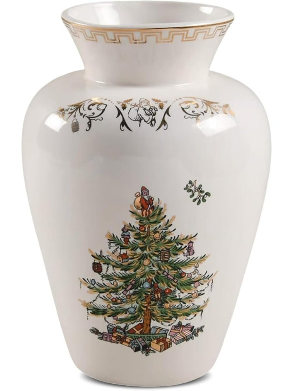 Elegant Christmas Tree Vase - 22K Gold Porcelain Decor, Holiday Centerpiece